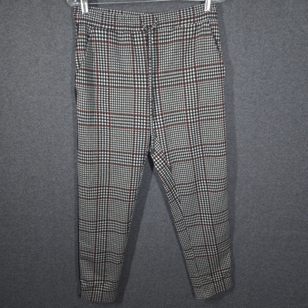 Anthropologie Plaid Slim Ankle Pants‎ XS Red Black White Check Trousers